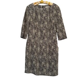 MM LaFleur Etsuko Pencil Dress Crackle Black White Women 16 Career Comfort NWOT